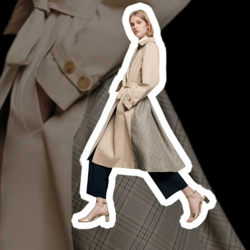 Sandro “Victory” Classic Trench Coat NWT with Plaid Back Detail Medium 40 - Picture 1 of 17